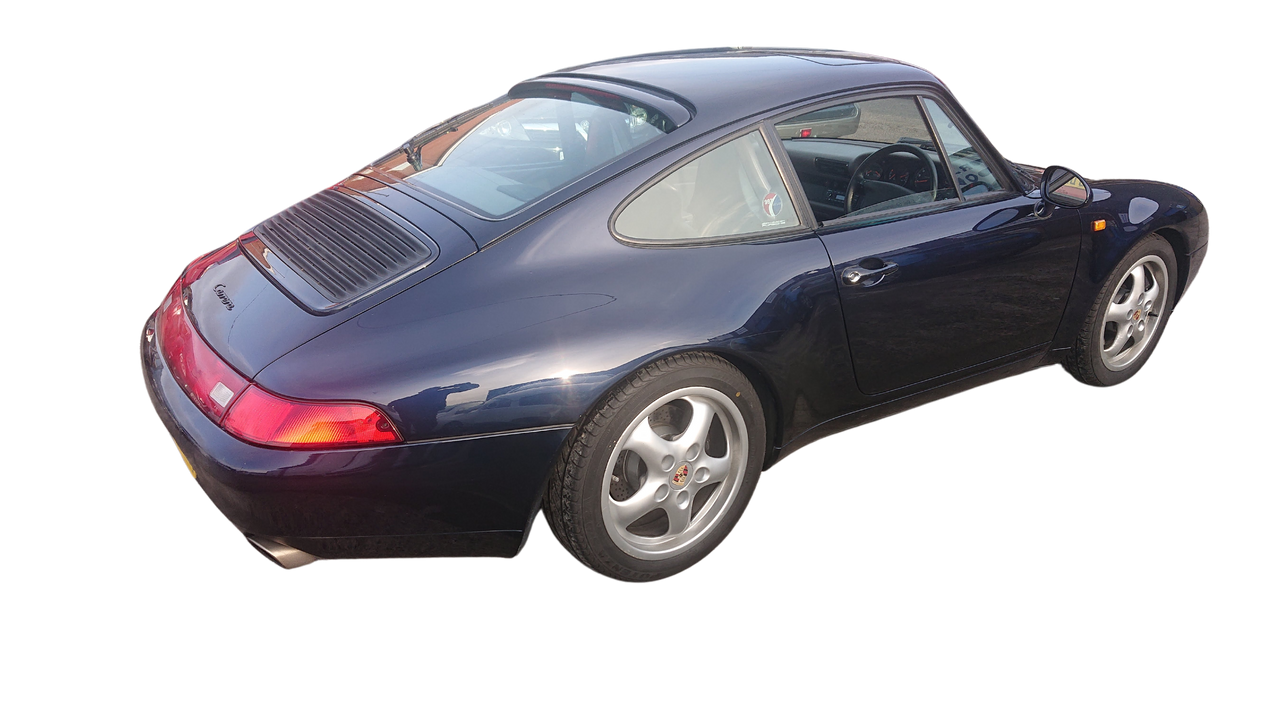 A blue porsche 933 carrera coupe on a white background, before restoration conversion